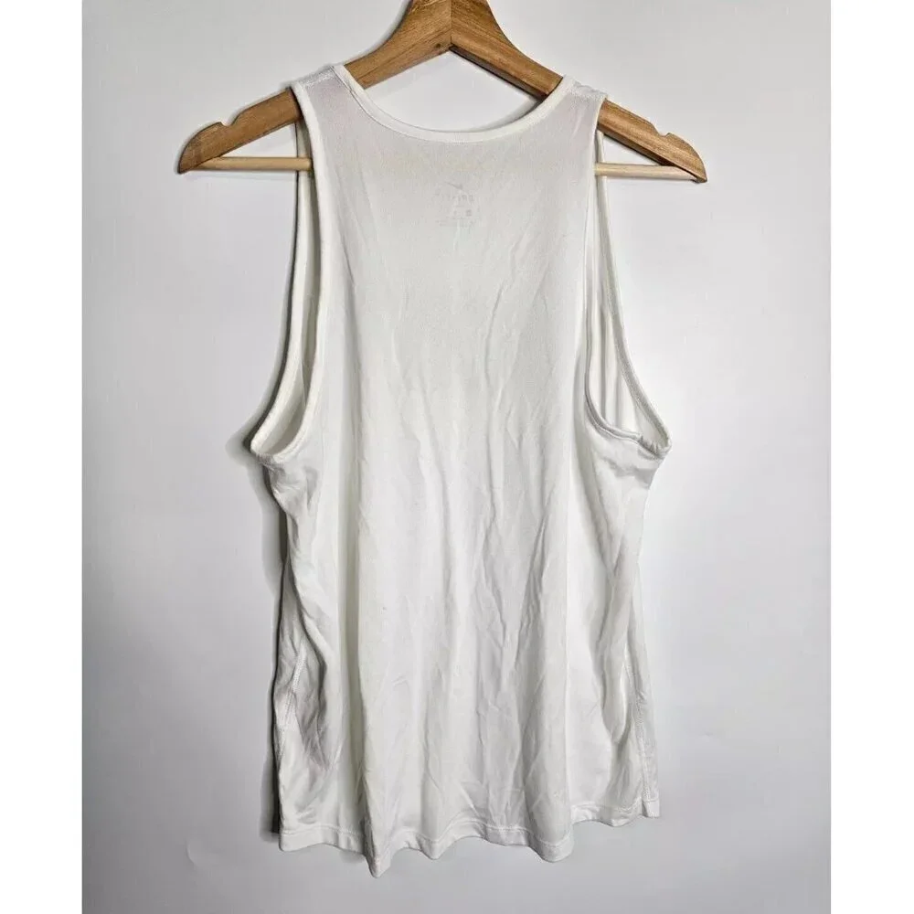 NIKE Dry-Fit Logo Tomboy Training Tank Top Women's Medium White